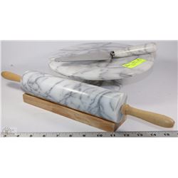 MARBLE CAKE TRAY, CUTTER & ROLLING PIN