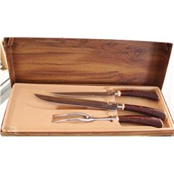 1970 VINTAGE BONE HANDLED CARVING SET