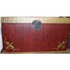 Image 1 : WOOD TRUNK WITH METAL INLAY 20.5"X16.5"X12"