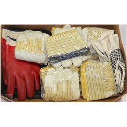BOX W/CAR MATTS & NEW WORK GLOVES