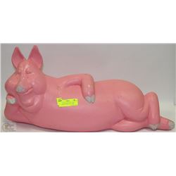 PINK LAYING DOWN PIG LAWN ORNAMENT APPROX 24" LONG