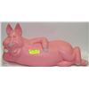 Image 1 : PINK LAYING DOWN PIG LAWN ORNAMENT APPROX 24" LONG