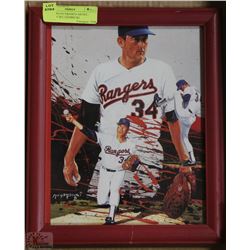 NOLAN RYAN FRAMED ARTIST PRINT BY M.C GEMBECKI