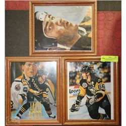 LOT OF 3 FRAMED MARIO LEMIEUX + JAROMIR JAGR PRINT