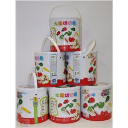LOT OF 6 WOODEN VEGETABLE BUCKETS -TEACHES KIDS