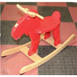 WOODEN MOOSE ROCKING HORSE