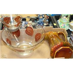 VINTAGE ANCHOR HOCKING CHIP & DIP BOWL W/ VINTAGE