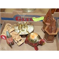 FLAT WITH HAND PAINTED TURTLE, HORSE, WOODEN &