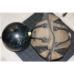 PREVIOUSLY ENJOYED BOWLING BALL WITH BAG