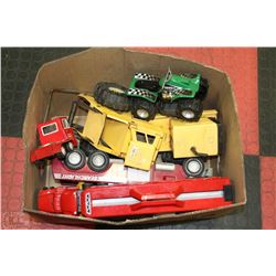 BOX OF TONKA , HOT WHEELS CARRIER AND MISC