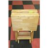 Image 1 : 4 OAK TV TRAY SET WITH STAND