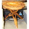 Image 1 : ASIAN HAND CARVED WOOD 3 FOOTED STOOL 11"H X 12"D
