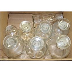 8 VINTAGE GLASS-STOPPER APOTHECARY JARS