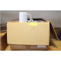 BOX OF WHITE COFFEE MUGS