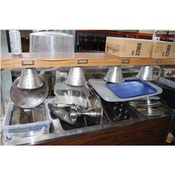 VARIOUS BAKING PANS, CHEESE GRATERS, ETC. ON SALAD