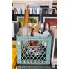 Image 1 : GREEN CRATE & CONTENTS INCLUDING ROLLING PINS,