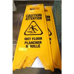 LOT OF TWO CAUTION WET FLOOR SIGNS