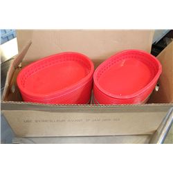 BOX OF PLASTIC SERVING BASKETS