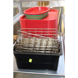 RED TRAYS WITH TRAY OF GRATES
