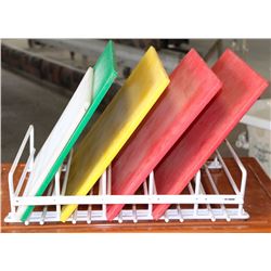 5 CUTTING BOARDS & RACK