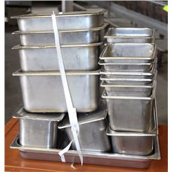 LOT OF STAINLESS STEEL INSERTS & LIDS