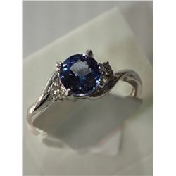 #3-14K WHITE GOLD TANZANITE AND DIAMOND RING