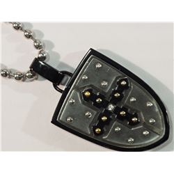 #10-STAINLESS STEEL DIAMOND SHIELD NECKLACE