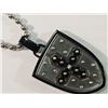 Image 1 : #10-STAINLESS STEEL DIAMOND SHIELD NECKLACE