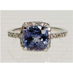 #20-14K WHITE GOLD TANZANITE (2.3CT) AND DIAMOND