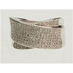 #23-STERLING SILVER DIAMOND (0.65CT) RING.