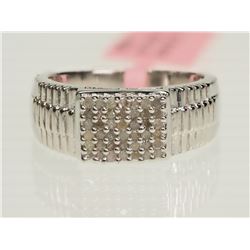 #26-STERLING SILVER DIAMOND (0.42CT) RING.