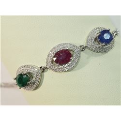 #30-STERLING SILVER ENHANCED SAPPHIRE, EMERALD