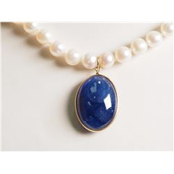 #37-14K YELLOW GOLD SAPPHIRE (24CT) AND PEARL