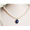 Image 3 : #37-14K YELLOW GOLD SAPPHIRE (24CT) AND PEARL