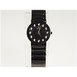#44-BULOVA MEN'S DIAMOND BLACK DRESS WATCH.