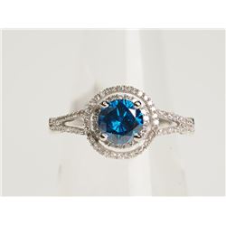 #49-14K WHITE GOLD BLUE AND WHITE DIAMOND