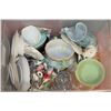 Image 1 : PLASTIC TOTE FILLED WITH VINTAGE PLATES,CUPS