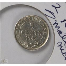 1942 NEWFOUNDLAND SMALL NICKEL
