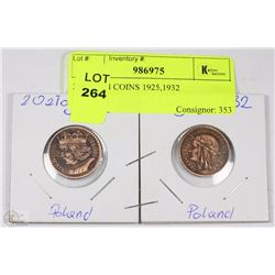 2 REPLICA POLISH COINS 1925,1932