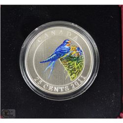 B)2011 RCM BIRDS OF CANADA BARN SWALLOW 25 CENT