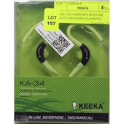 KEEKA HEADPHONES WITH MIC GREEN FOR SAMSUNG,IPHONE