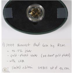 E) 1999 NUNAVUT PROOF COIN 92.5% SILVER 25 CENT