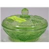 Image 1 : VINTAGE GREEN GLASS GRAPE DESIGN LIDDED DISH
