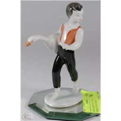 BOY CARRYING GOOSE FIGURINE - MADE IN HOLLóHáZA