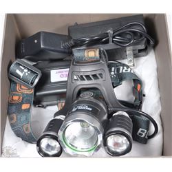 6000 LUMEN LED TACTICAL HEADLIGHT WITH 2 CHARGERS