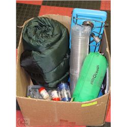 BOX W/CAMPING ACCESSORIES INCL. PROPANE