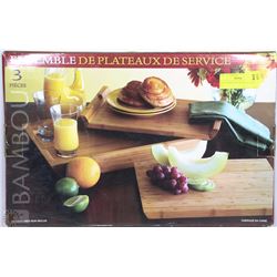 NEW BAMBOO 3PC SERVING TRAY SET