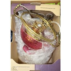 LAMP WITH ROSE CRACKLE GLASS SHADE