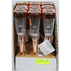 LOT OF 12 COPPER COLOR SOLAR  LIGHTS