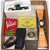 Image 1 : BOX W/RARE VINTAGE CIGARETTE TINS (IN EXC.
